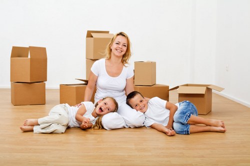 Office packing services in Putney with labelled moving boxes